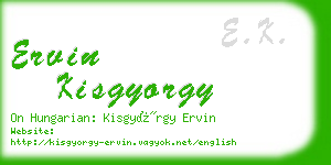 ervin kisgyorgy business card